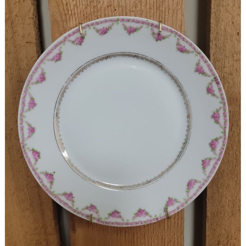 Plate Dish Salad Dessert  Bavaria US Zone  8" Floral Vintage